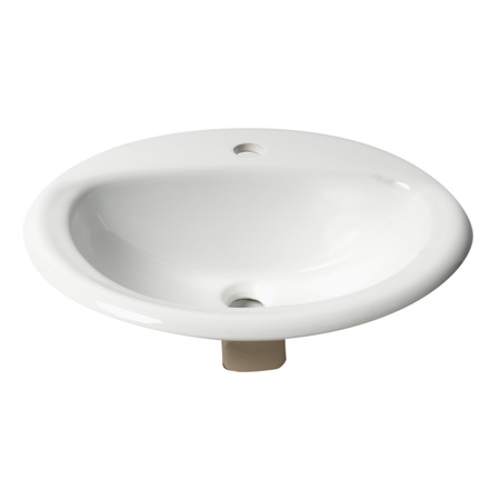 ALFI BRAND ALFI brand ABC802 White 21" Round Drop In Ceramic Sink with Faucet Hole ABC802